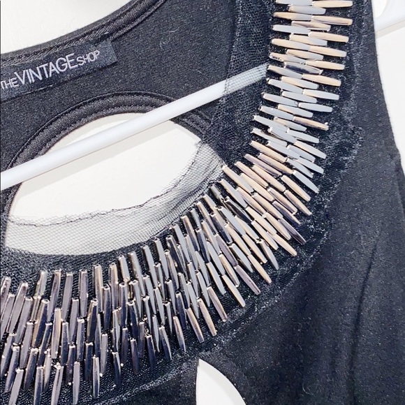 Black Mini Dress with Silver Beading - Picture 4 of 5